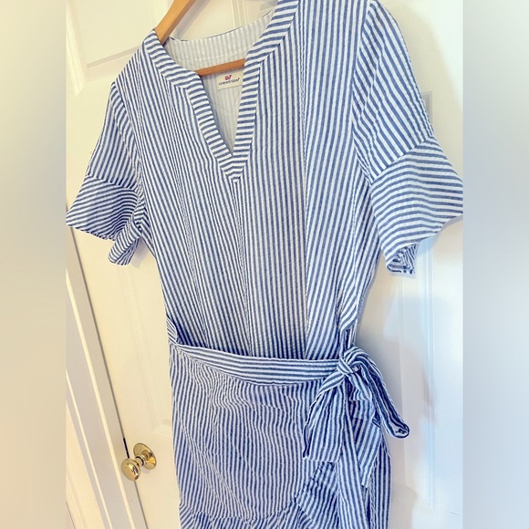 Vineyard Vines  Blue and White Size 10 Wrap Dress - Picture 3 of 4